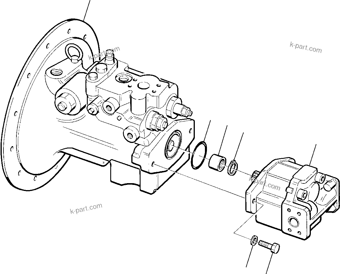 Komatsu parts book diagram for PC75R-2 USA S/N 22E5200001-Up: HYDRAULIC PUMP (1/4)