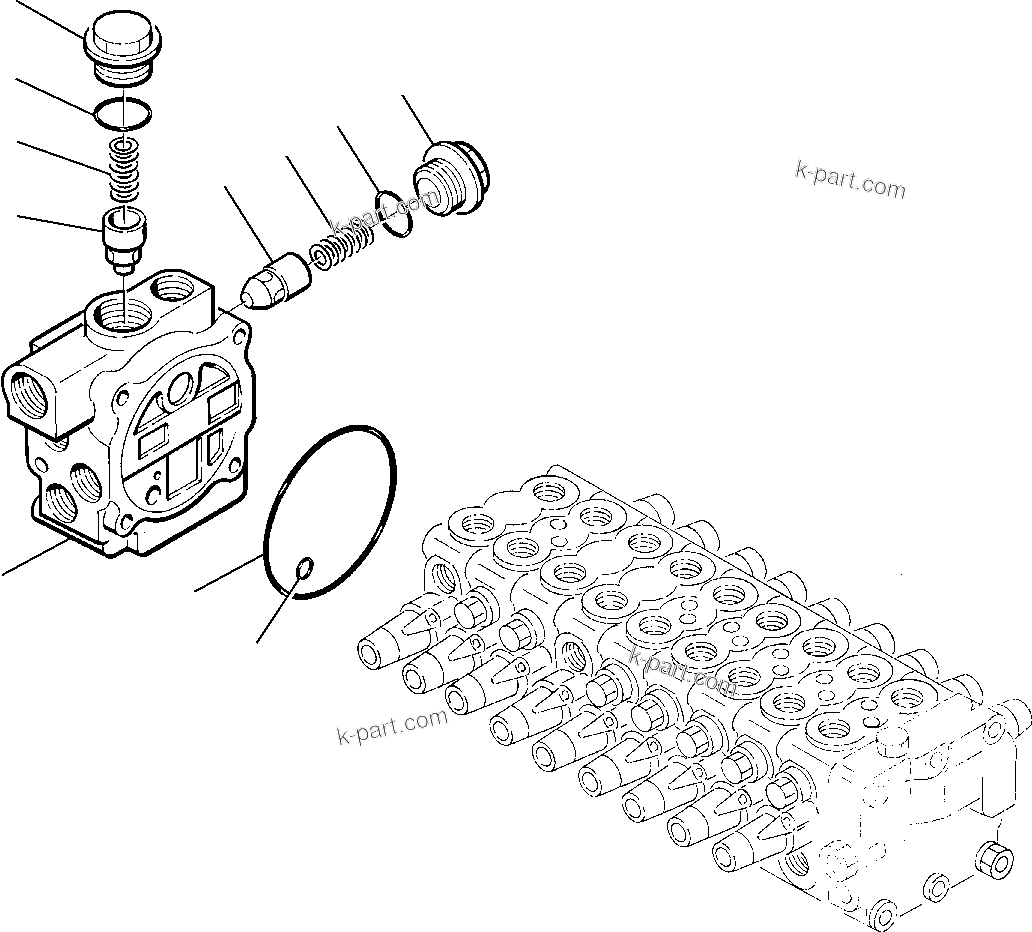 Komatsu parts book diagram for PC75R-2 USA S/N 22E5200001-Up: CONTROL VALVE (3/7)