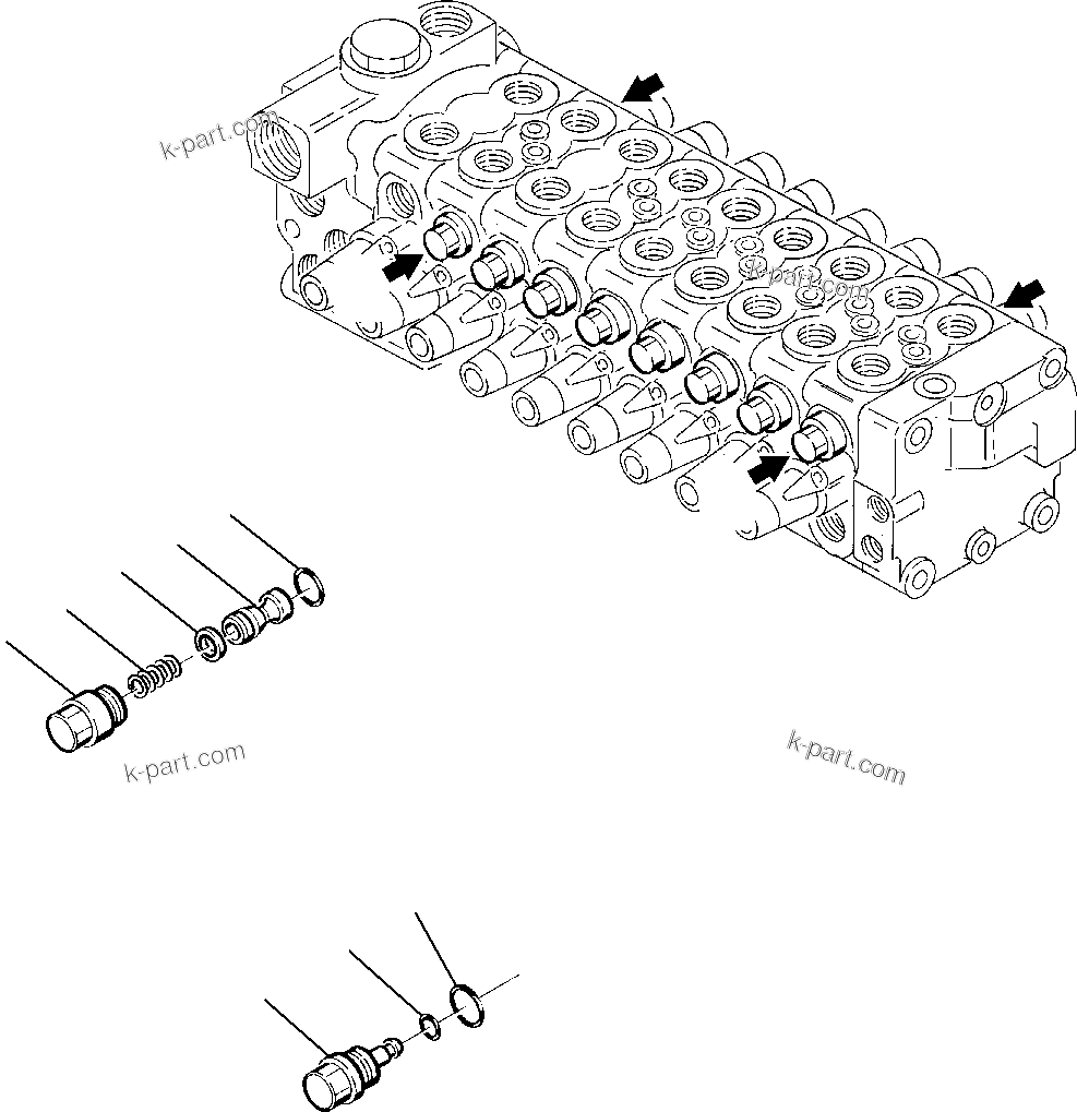 Komatsu parts book diagram for PC75R-2 USA S/N 22E5200001-Up: CONTROL VALVE (6/7)