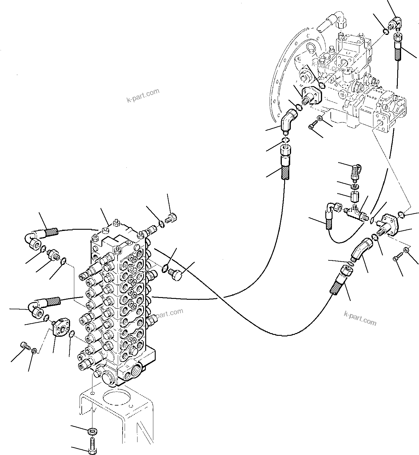 Komatsu parts book diagram for PC75R-2 USA S/N 22E5200001-Up: HYDRAULIC PIPING (DELIVERY LINE)