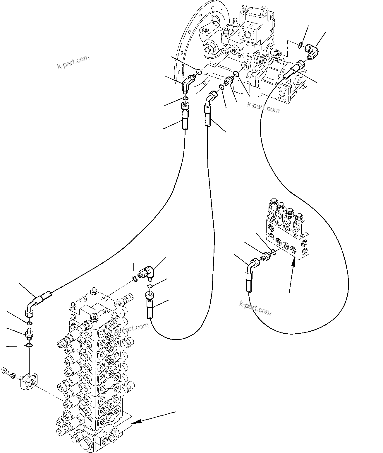 Komatsu parts book diagram for PC75R-2 USA S/N 22E5200001-Up: HYDRAULIC PIPING (MODE SYSTEM - LOAD SENSING)
