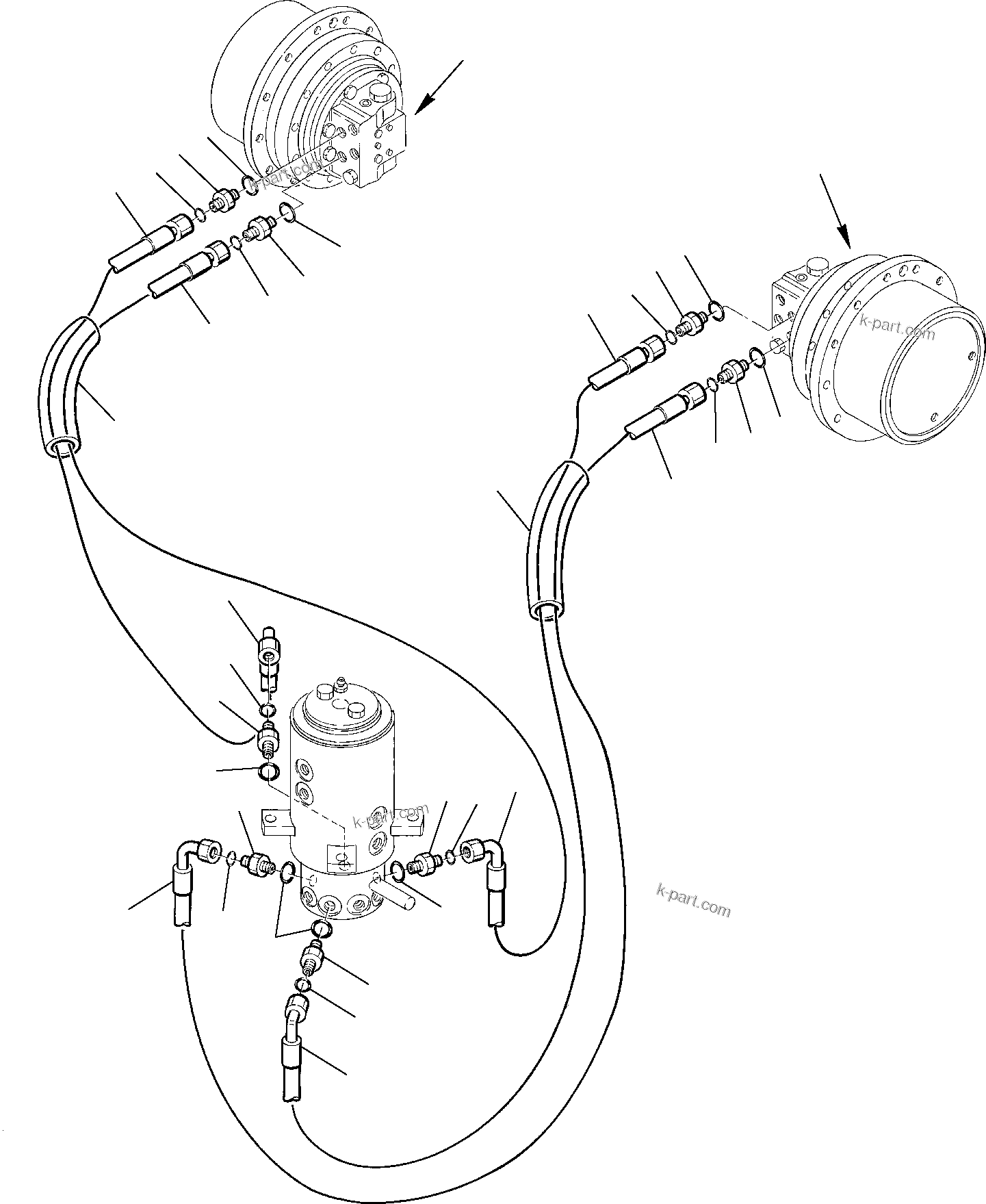 Komatsu parts book diagram for PC75R-2 USA S/N 22E5200001-Up: HYDRAULIC PIPING (TRAVEL LINE) (2/2)