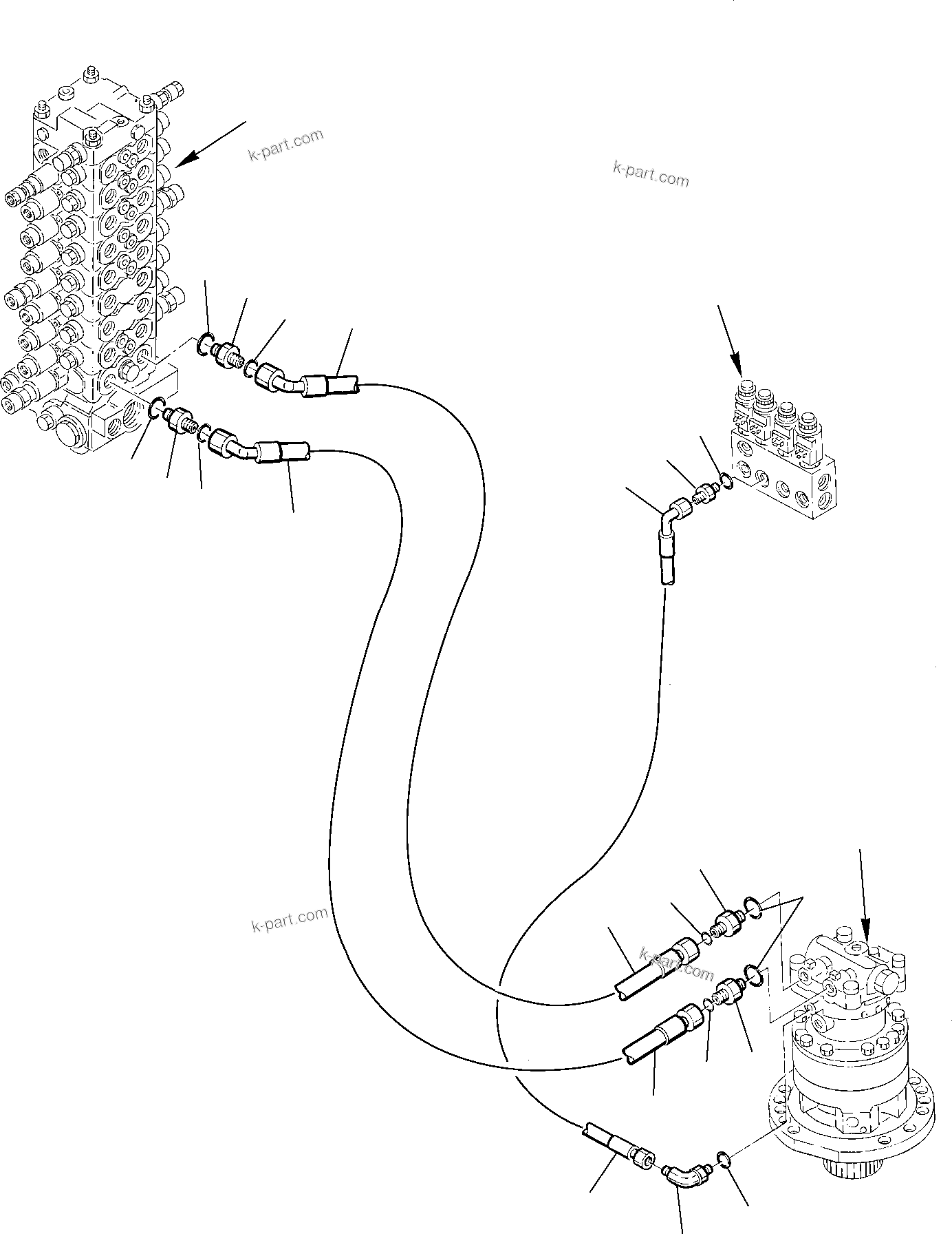 Komatsu parts book diagram for PC75R-2 USA S/N 22E5200001-Up: HYDRAULIC PIPING (SWING MOTOR LINE)