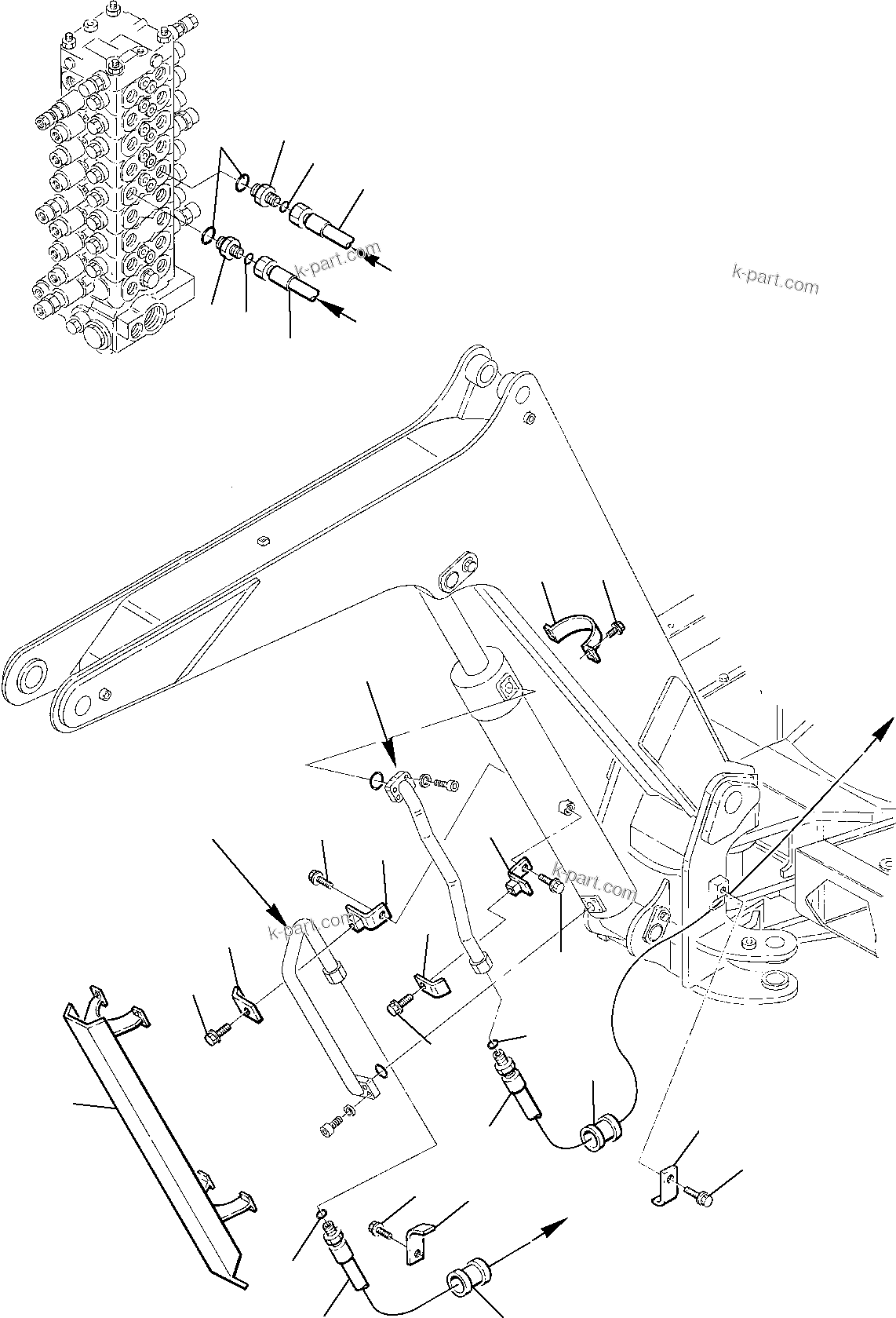 Komatsu parts book diagram for PC75R-2 USA S/N 22E5200001-Up: HYDRAULIC PIPING (BOOM CYLINDER LINE)