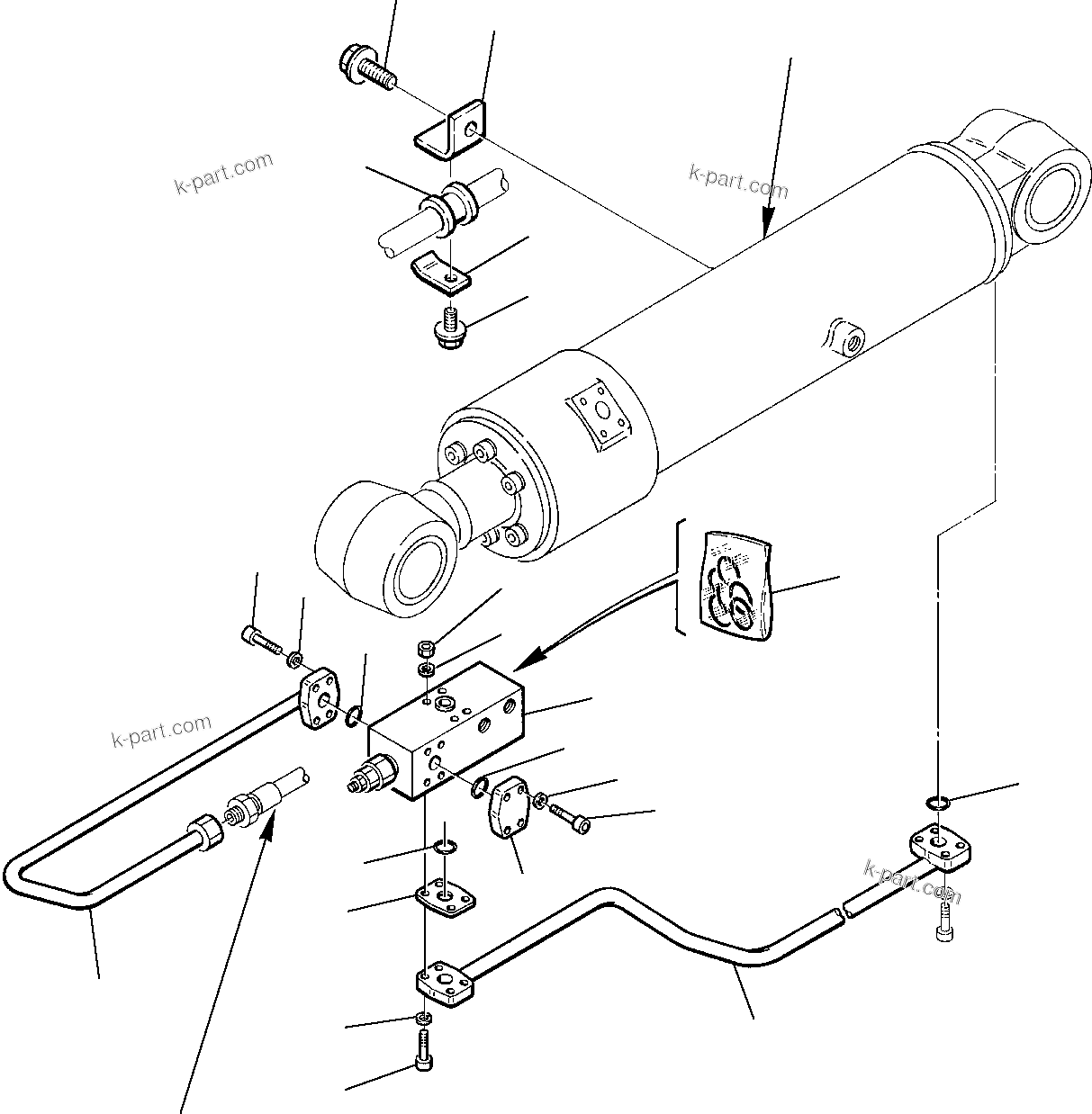 Komatsu parts book diagram for PC75R-2 USA S/N 22E5200001-Up: HYDRAULIC PIPING (BOOM CYLINDER LINE) (SAFETY VALVE)