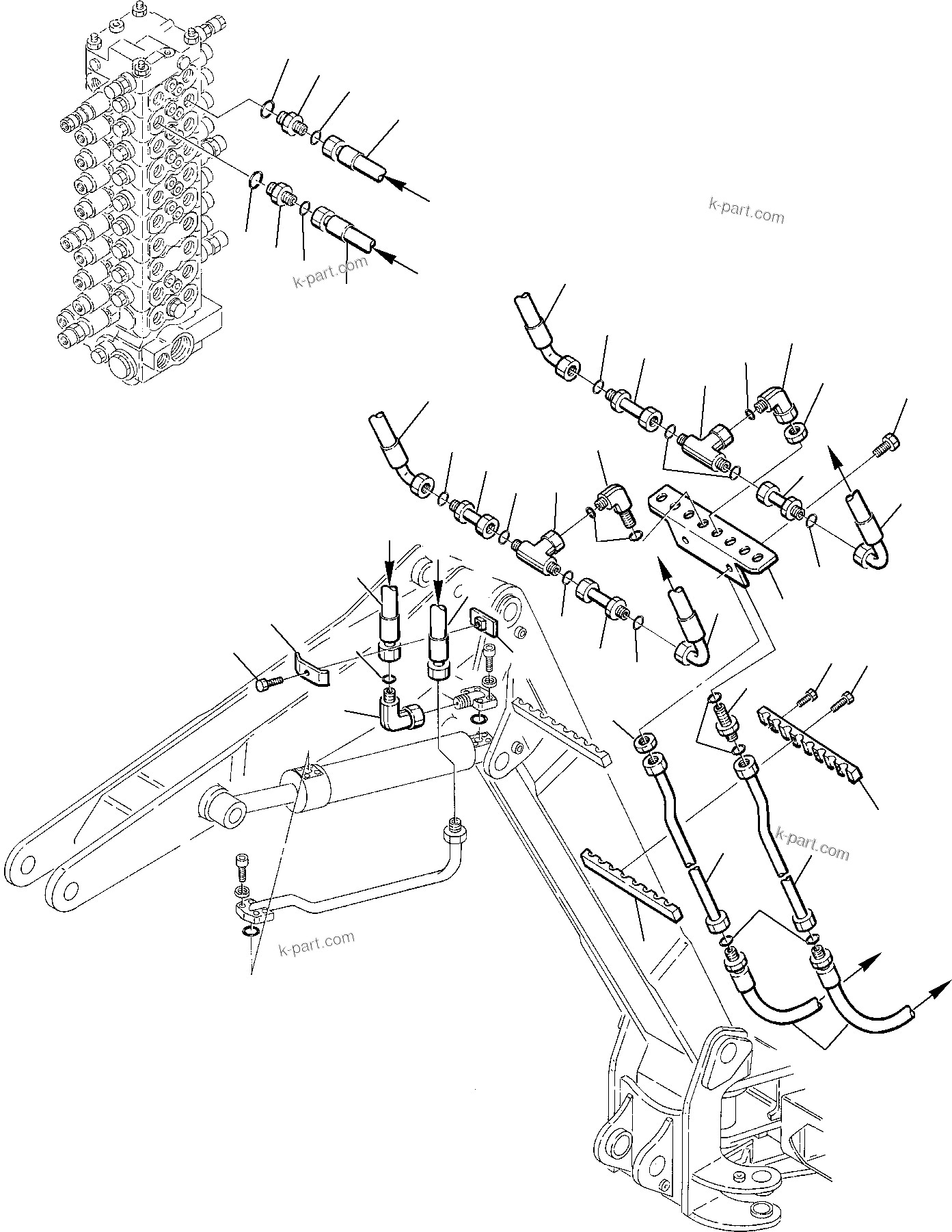 Komatsu parts book diagram for PC75R-2 USA S/N 22E5200001-Up: HYDRAULIC PIPING (2ND BOOM CYLINDER LINE)