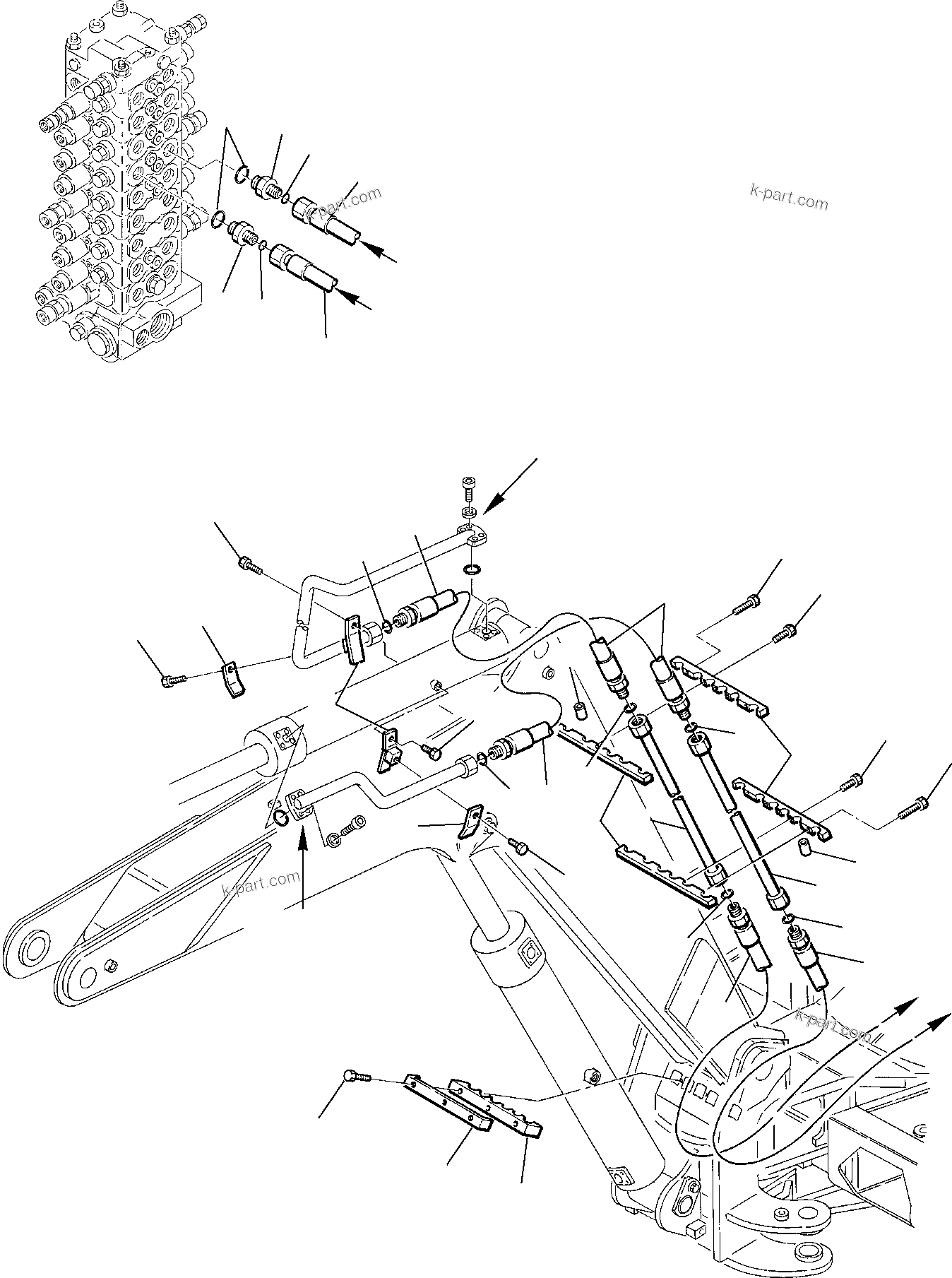 Komatsu parts book diagram for PC75R-2 USA S/N 22E5200001-Up: HYDRAULIC PIPING (ARM CYLINDER LINE)