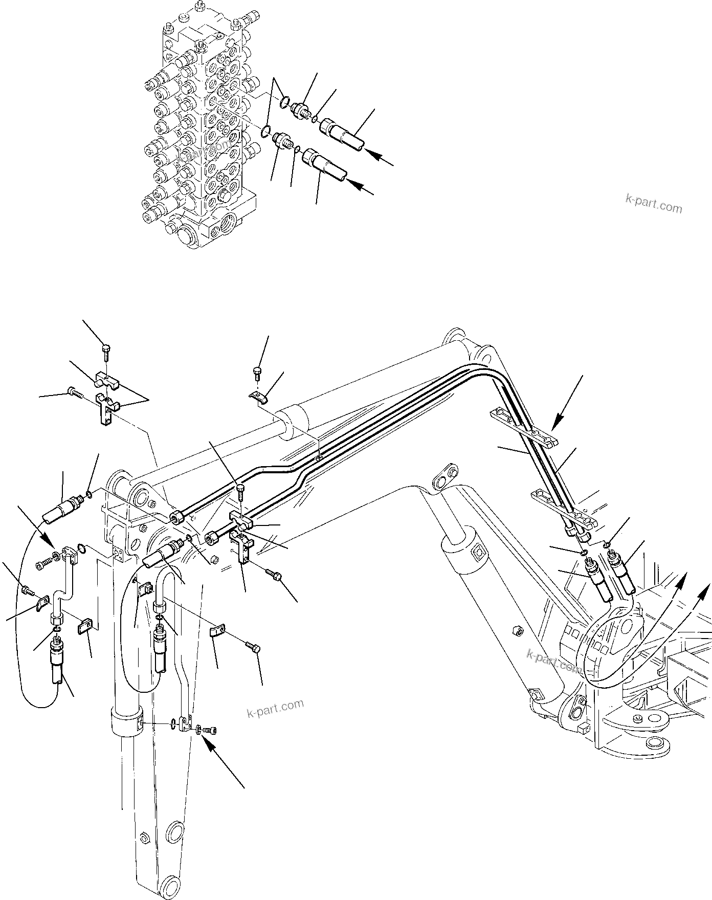 Komatsu parts book diagram for PC75R-2 USA S/N 22E5200001-Up: HYDRAULIC PIPING (BUCKET CYLINDER LINE)