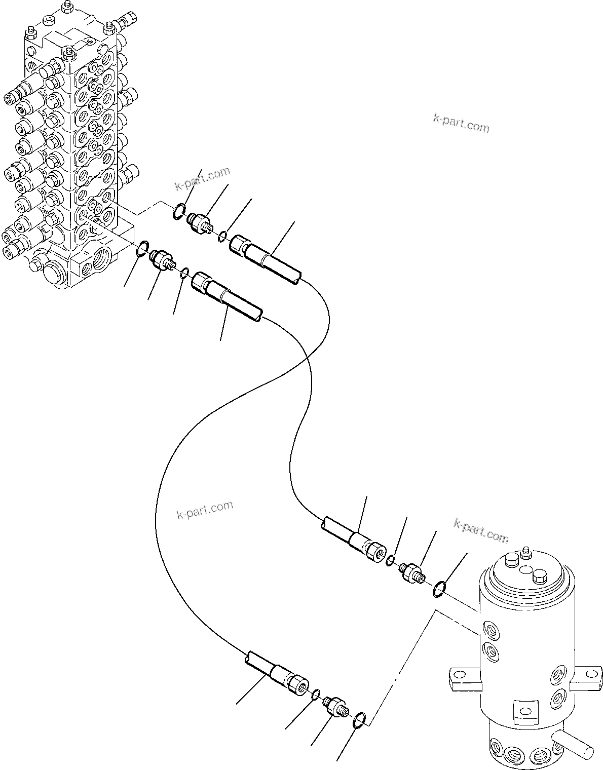 Komatsu parts book diagram for PC75R-2 USA S/N 22E5200001-Up: HYDRAULIC PIPING (BLADE LINE) (UPPER)