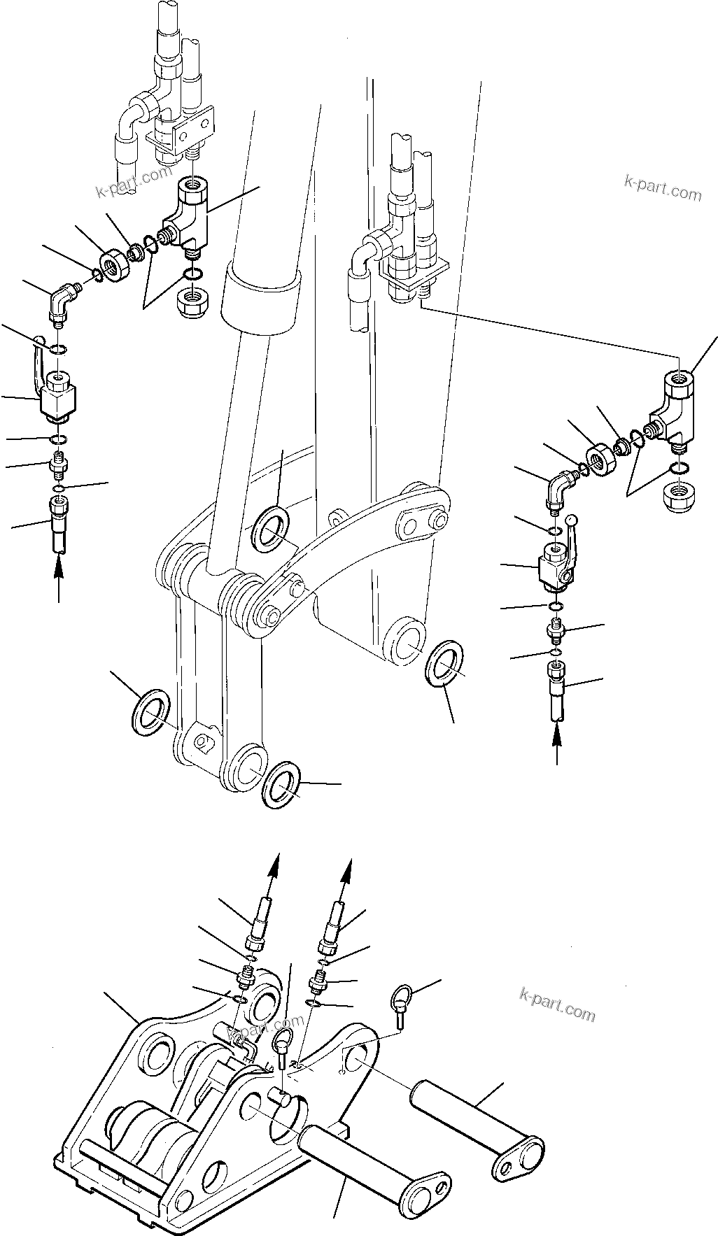 Komatsu parts book diagram for PC75R-2 USA S/N 22E5200001-Up: HYDRAULIC PIPING (FAST COUPLING LINE)