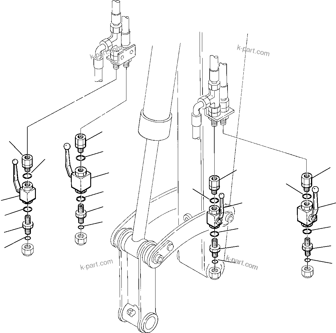 Komatsu parts book diagram for PC75R-2 USA S/N 22E5200001-Up: HYDRAULIC PIPING (ATTACHMENT LINE) (OPTIONAL COCK)