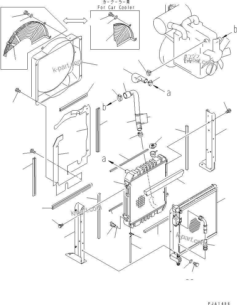 Komatsu parts book diagram for PC75UD-2 S/N 5001-UP: COOLING (RADIATOR AND OIL COOLER)