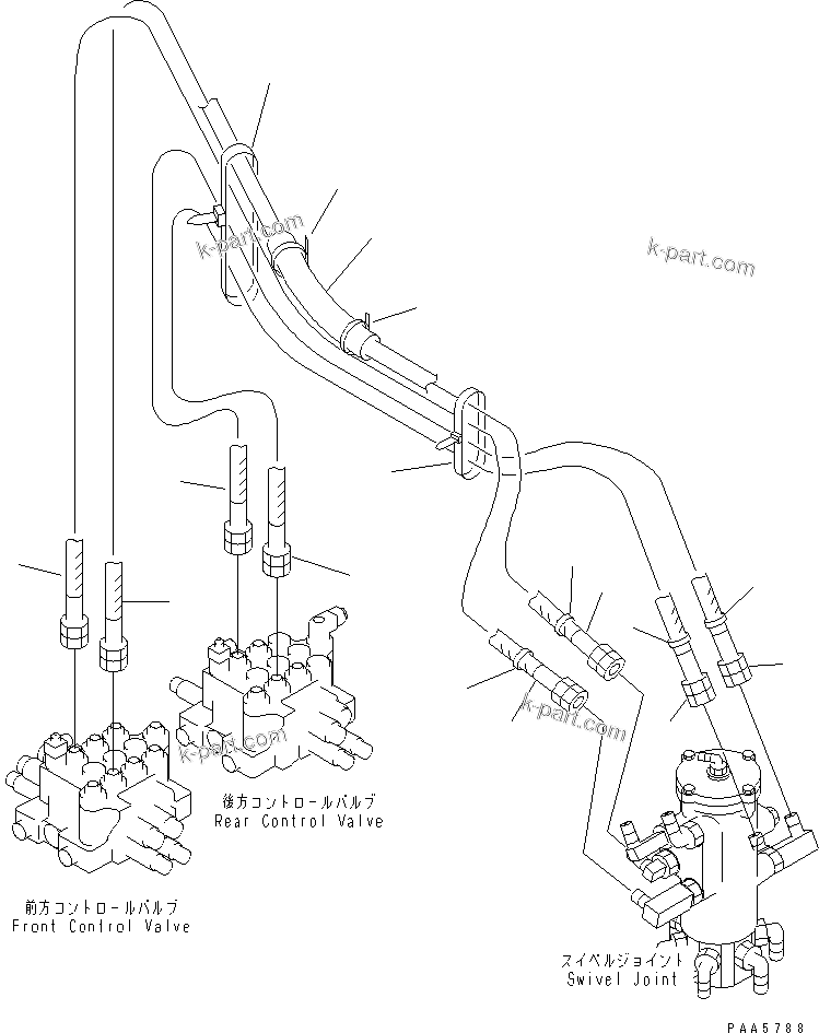 Komatsu parts book diagram for PC75UD-2 S/N 5001-UP: ACTUATOR LINE (TRAVEL)(#7928-)