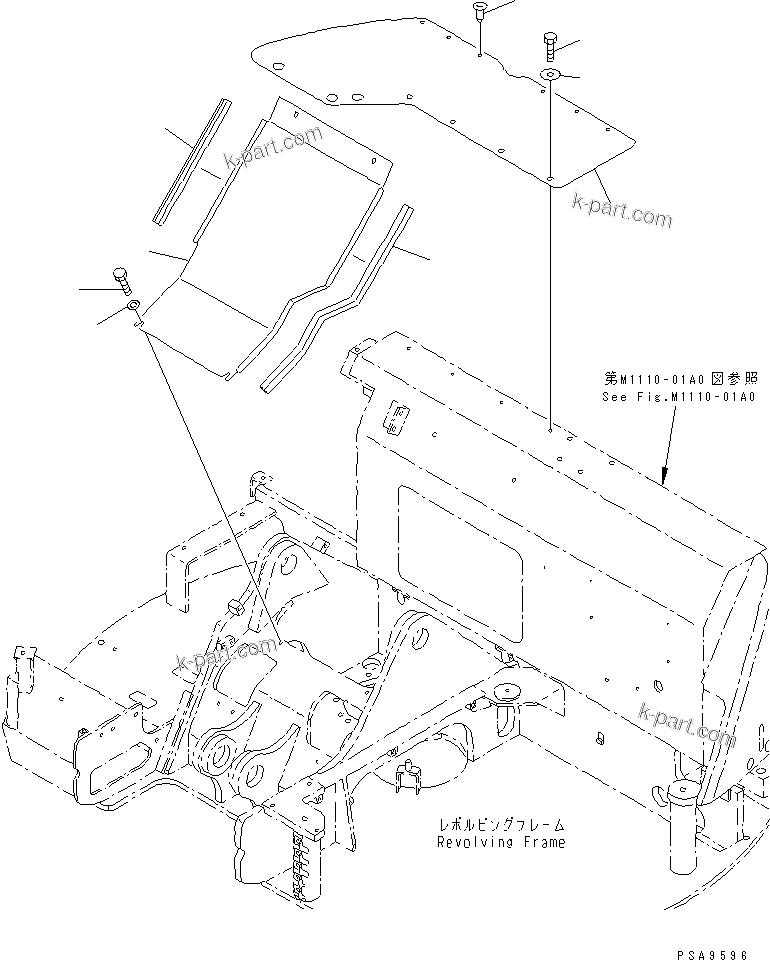Komatsu parts book diagram for PC75UD-2 S/N 5001-UP: FRONT COVER (FRONT COVER) (CANOPY) (FOR EXHAUST PIPE UPWARD)(#11105-)