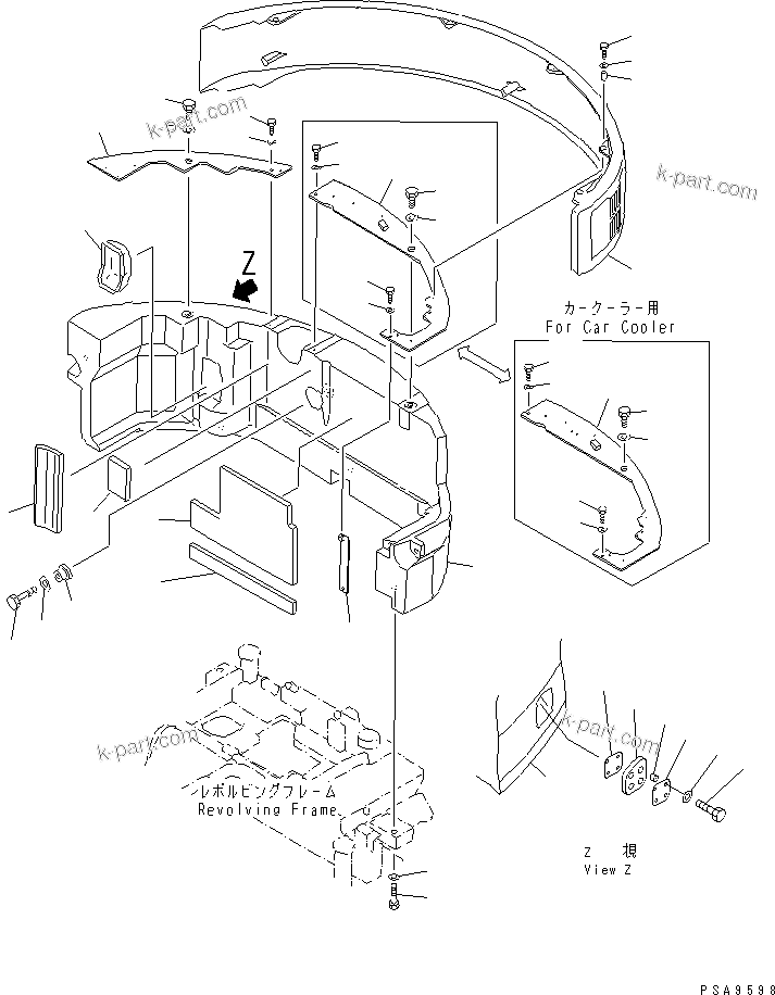 Komatsu parts book diagram for PC75UD-2 S/N 5001-UP: COUNTER WEIGHT (FOR EXHAUST PIPE UPWARD)(#11105-)