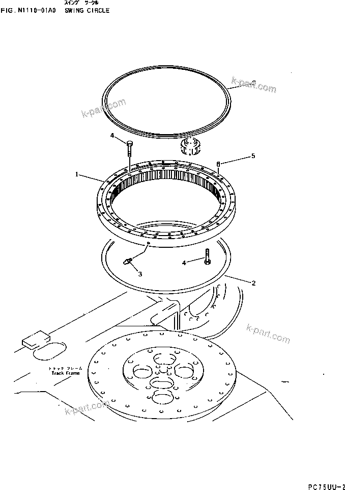 Komatsu parts book diagram for PC75UD-2 S/N 5001-UP: SWING CIRCLE