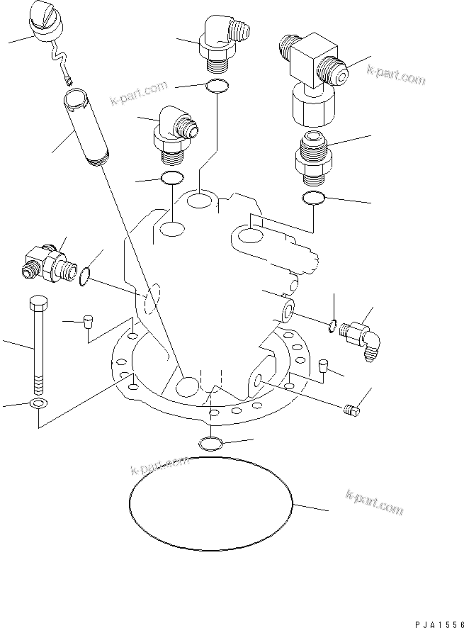 Komatsu parts book diagram for PC75UD-2 S/N 5001-UP: SWING MACHINERY AND MOTOR (MOUNT AND ELBOW)(#5001-7927)