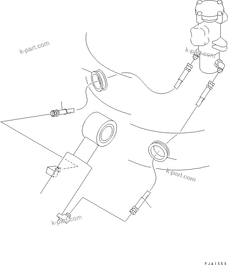 Komatsu parts book diagram for PC75UD-2 S/N 5001-UP: LOWER HYDRAULIC LINE (BLADE CYLINDER LINE)
