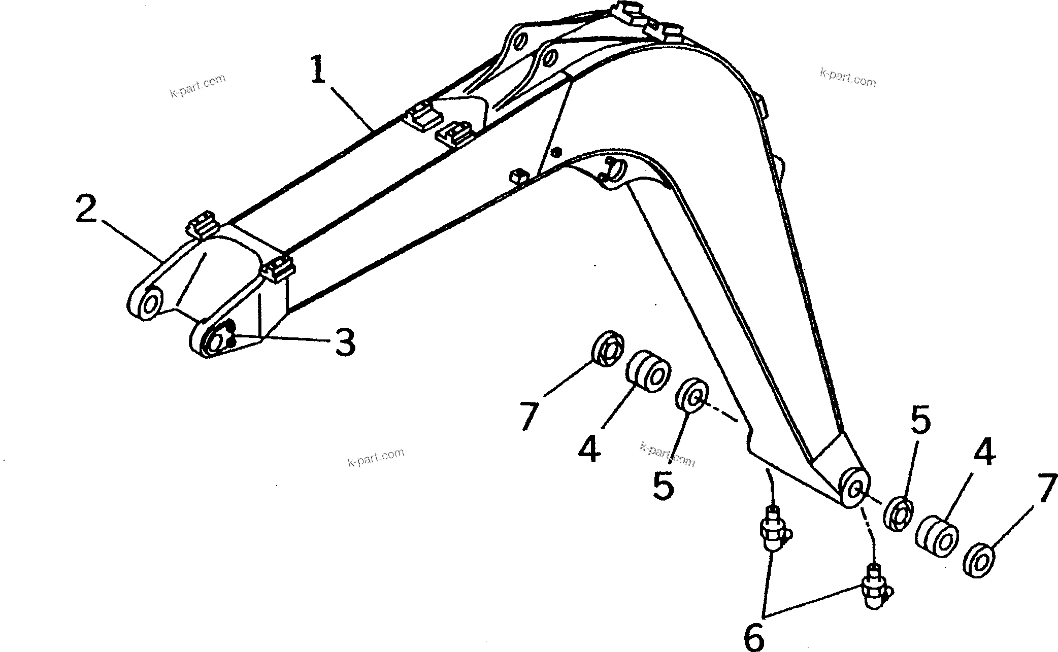 Komatsu parts book diagram for PC75UD-2 S/N 5001-UP: BOOM (BOOM)(UD)(#7075-)