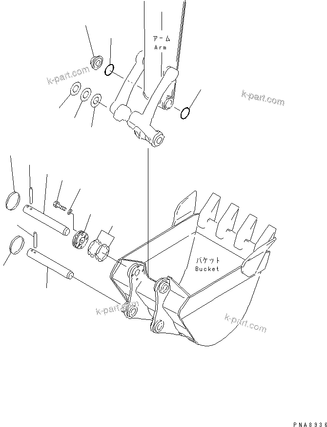 Komatsu parts book diagram for PC75UD-2 S/N 5001-UP: BUCKET PIN(#10371-)