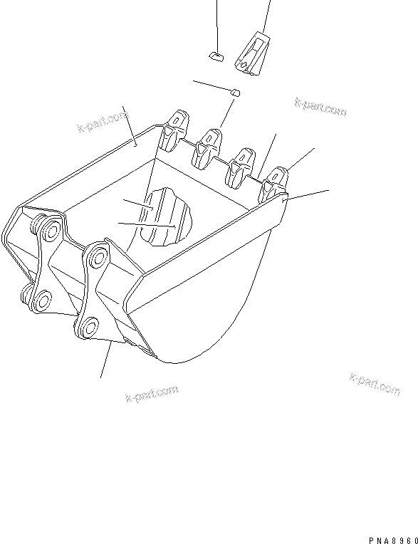 Komatsu parts book diagram for PC75UD-2 S/N 5001-UP: BUCKET ? 0.30M3 (MINI 0.50M3) WIDTH 760MM(#5001-10370)