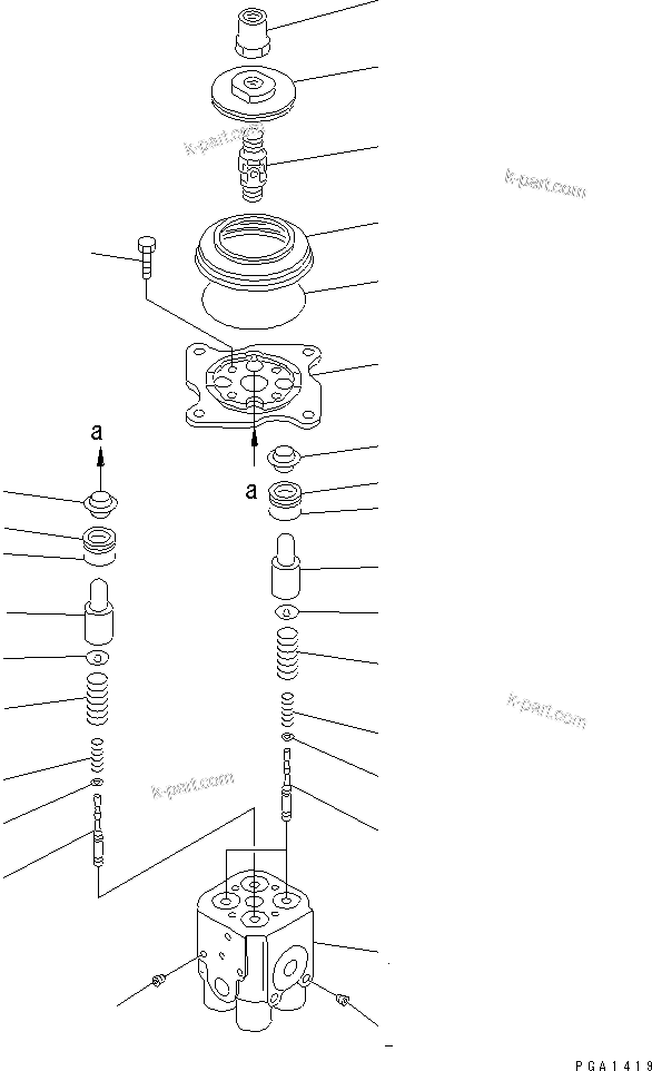 Komatsu parts book diagram for PC75UD-2 S/N 5001-UP: P.P.C. VALVE (FOR WORK EQUIPMENT CONTROL) (L.H.)(#5001-7927)
