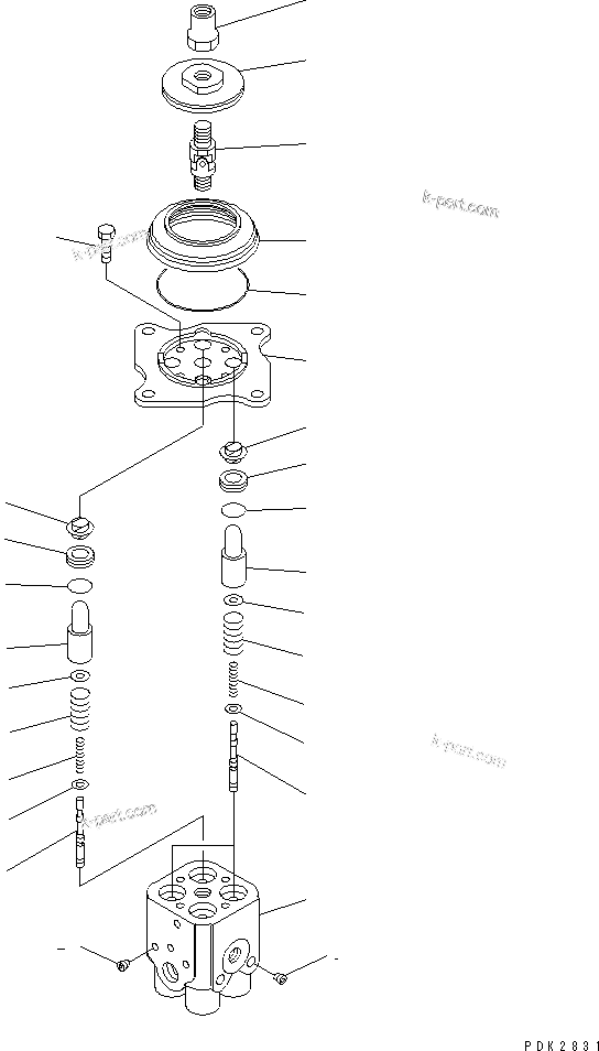 Komatsu parts book diagram for PC75UD-2 S/N 5001-UP: P.P.C. VALVE (FOR WORK EQUIPMENT CONTROL) (L.H.)(#7928-)