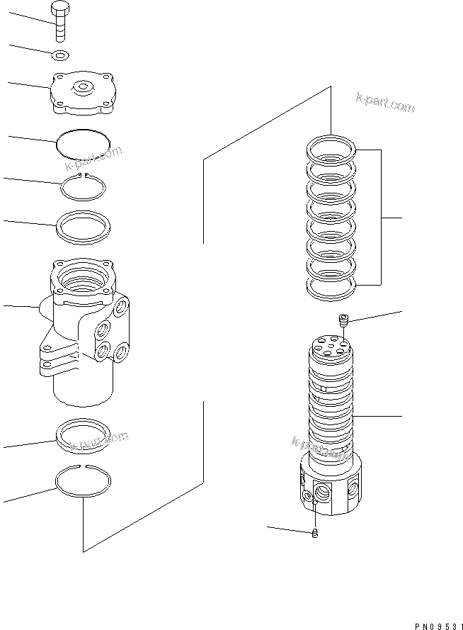 Komatsu parts book diagram for PC75UD-2 S/N 5001-UP: SWIVEL JOINT (INNER PART)(#7928-)