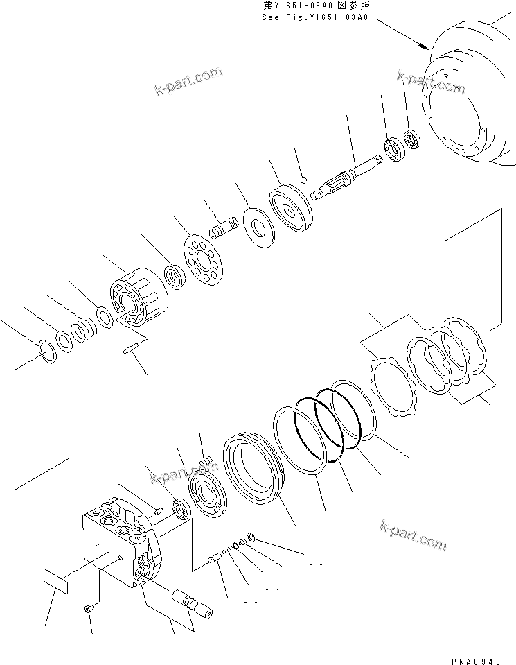 Komatsu parts book diagram for PC75UD-2 S/N 5001-UP: TRAVEL MOTOR (1/3) (HYDRAULIC MOTOR)