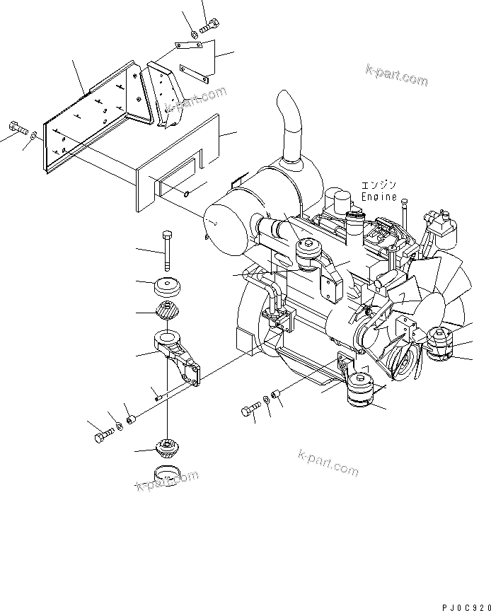 Komatsu parts book diagram for PC78MR-6 S/N 1001-UP (For North America): ENGINE MOUNT(#1001-1189)