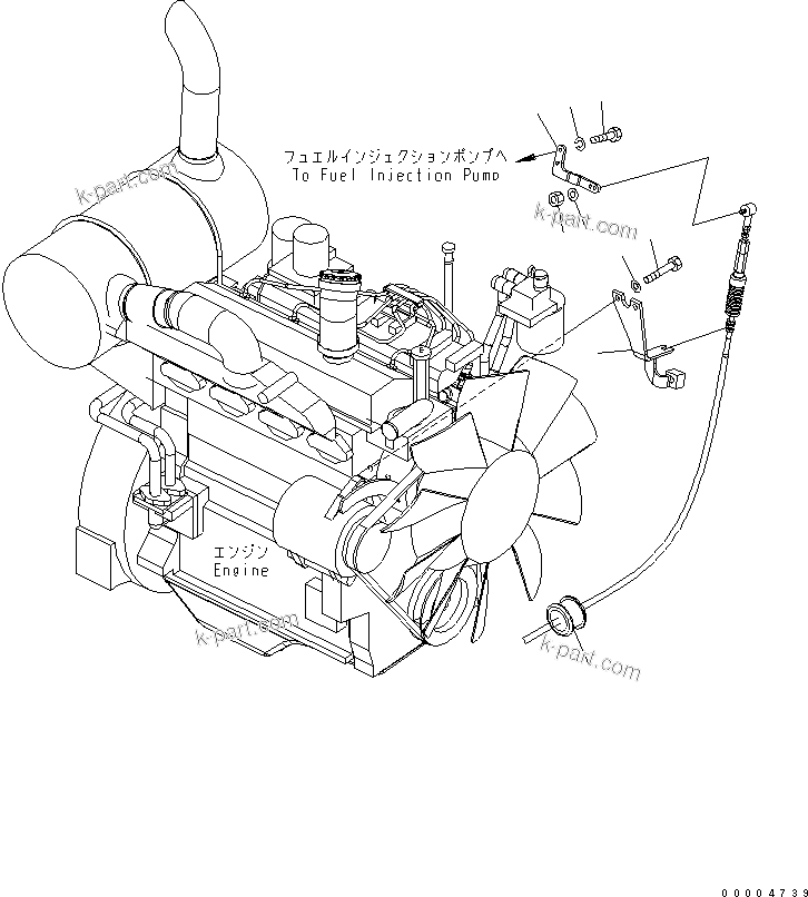 Komatsu parts book diagram for PC78MR-6 S/N 1001-UP (For North America): FUEL CONTROL(#1001-1256)