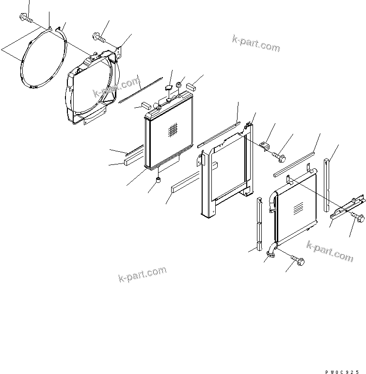 Komatsu parts book diagram for PC78MR-6 S/N 1001-UP (For North America): COOLING (RADIATOR AND OIL COOLER)