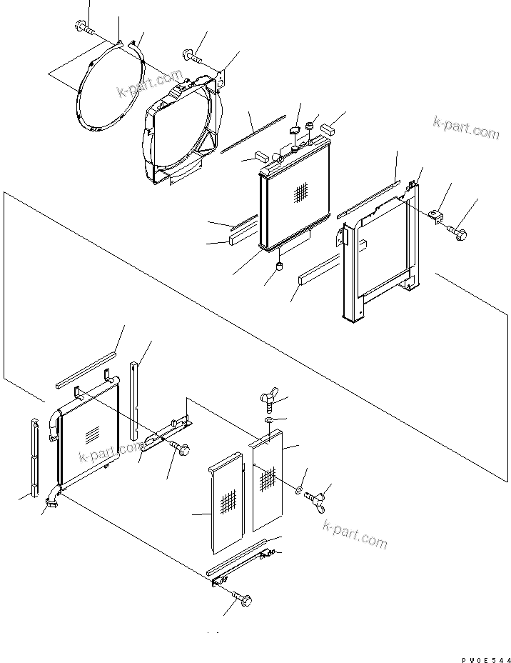 Komatsu parts book diagram for PC78MR-6 S/N 1001-UP (For North America): COOLING (RADIATOR AND OIL COOLER) (WITH NET)