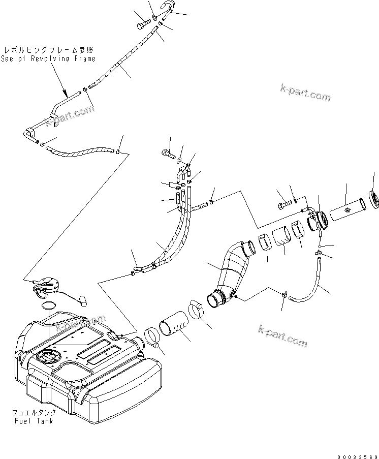 Komatsu parts book diagram for PC78MR-6 S/N 1001-UP (For North America): FUEL TANK (SUB TANK)(#1006-)