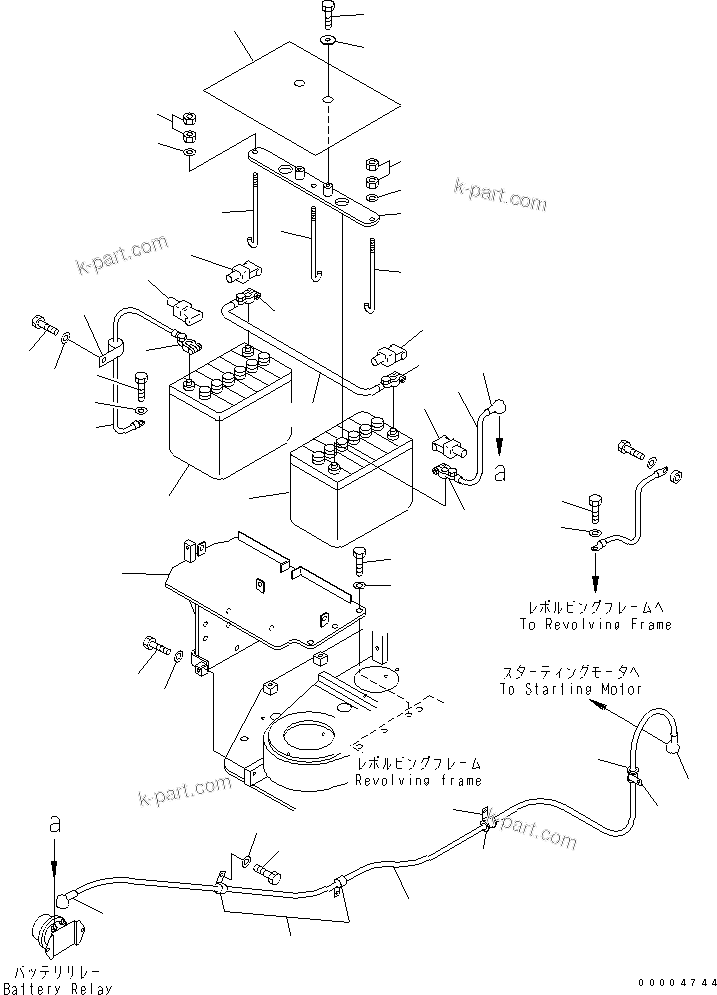Komatsu parts book diagram for PC78MR-6 S/N 1001-UP (For North America): BATTERY AND MOUNTING (LARGE CAPACITY)