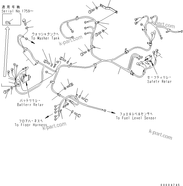 Komatsu parts book diagram for PC78MR-6 S/N 1001-UP (For North America): ELECTRICAL (MAIN HARNESS) (1/3)