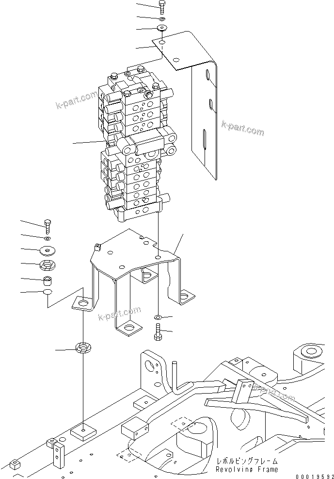 Komatsu parts book diagram for PC78MR-6 S/N 1001-UP (For North America): MAIN VALVE (WITH SERVICE VALVE OR ATTACHMENT)