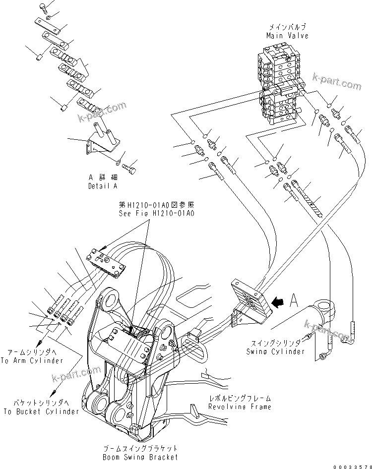 Komatsu parts book diagram for PC78MR-6 S/N 1001-UP (For North America): ARM AND BUCKET LINE (ATTACHMENT)(#1017-)