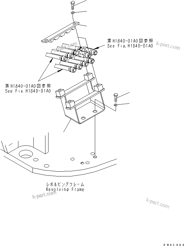 Komatsu parts book diagram for PC78MR-6 S/N 1001-UP (For North America): P.P.C MAIN LINE (3/4) (BLADE)