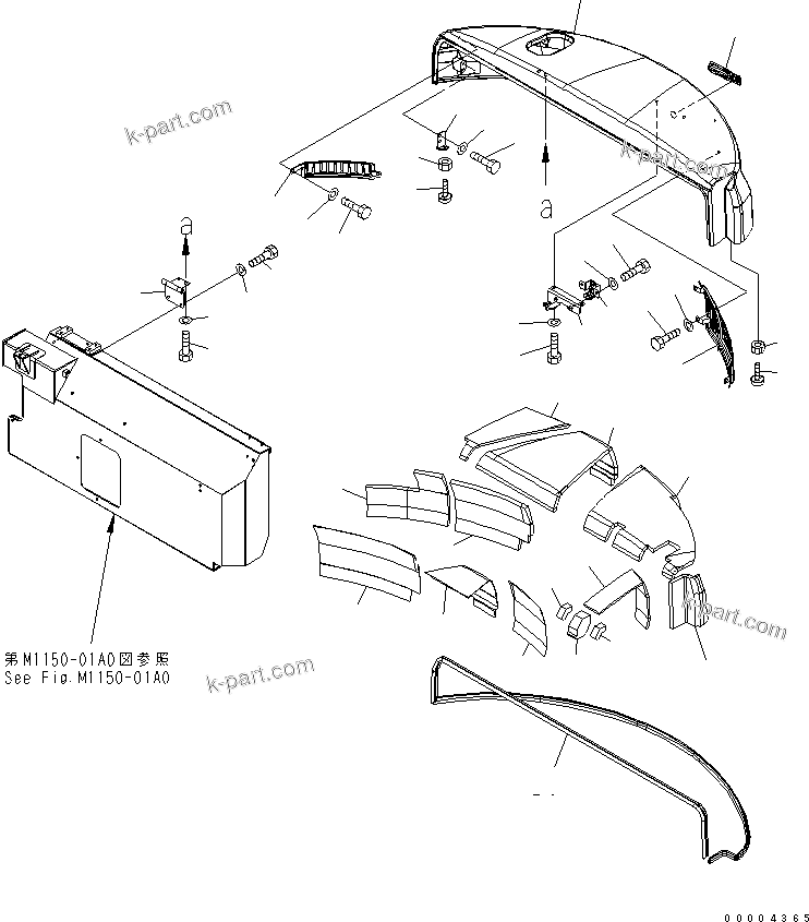 Komatsu parts book diagram for PC78MR-6 S/N 1001-UP (For North America): HOOD (HOOD) (YELLOW)