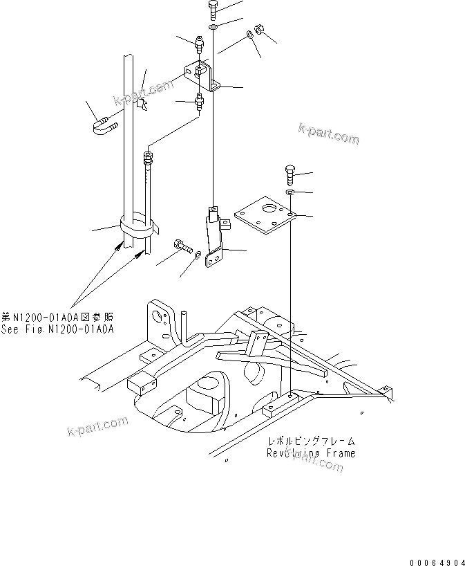 Komatsu parts book diagram for PC78MR-6 S/N 1001-UP (For North America): FRONT COVER (FILLER BRACKET) (ATTACHMENT) (YELLOW)(#3253-)