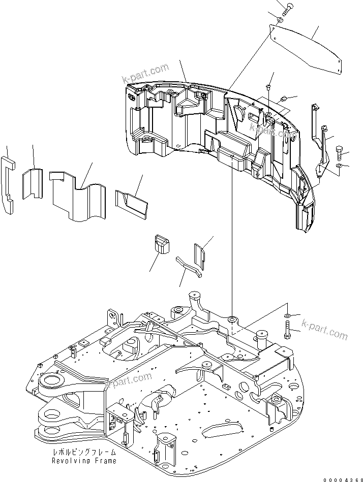 Komatsu parts book diagram for PC78MR-6 S/N 1001-UP (For North America): COUNTER WEIGHT (YELLOW)
