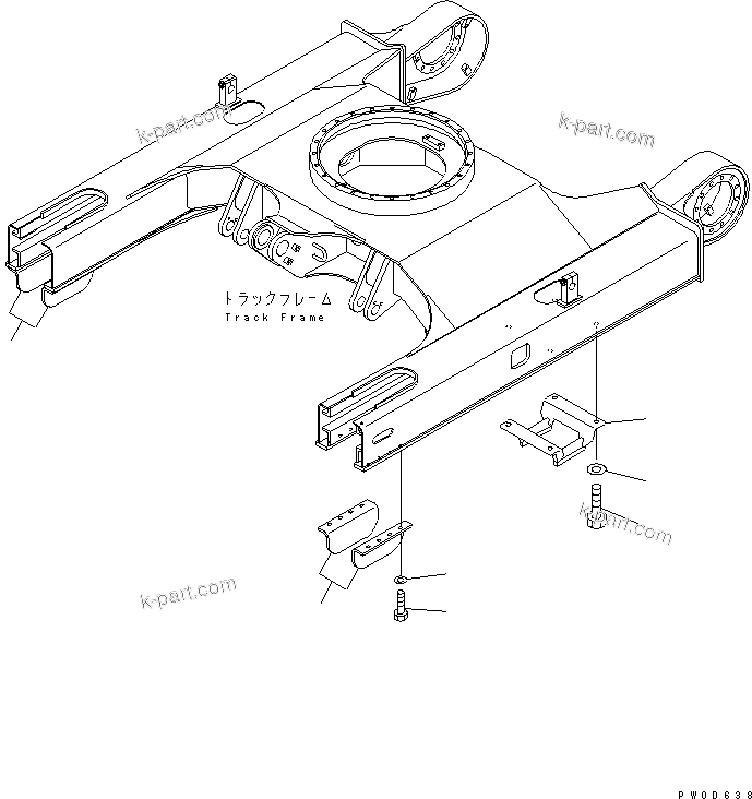 Komatsu parts book diagram for PC78MR-6 S/N 1001-UP (For North America): TRACK GUARD AND TRACK ROLLER GUARD (WITH STEEL SHOE)