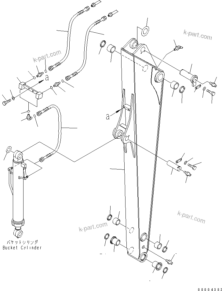 Komatsu parts book diagram for PC78MR-6 S/N 1001-UP (For North America): ARM (FOR LONG ARM) (YELLOW)