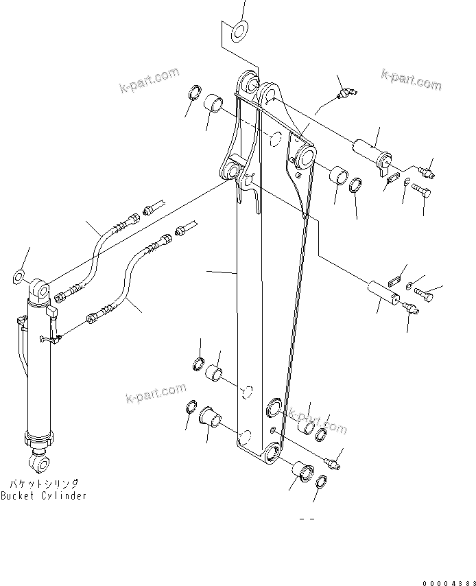 Komatsu parts book diagram for PC78MR-6 S/N 1001-UP (For North America): ARM (FOR STRENGTHENED ARM) (YELLOW)