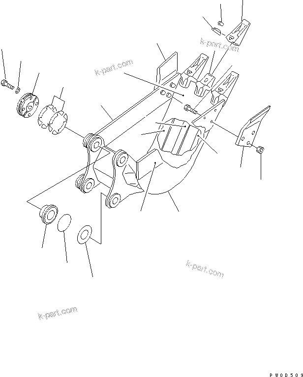 Komatsu parts book diagram for PC78MR-6 S/N 1001-UP (For North America): BUCKET ? 0.11M3 WIDTH 550MM (VERTICAL PIN TYPE) (YELLOW)