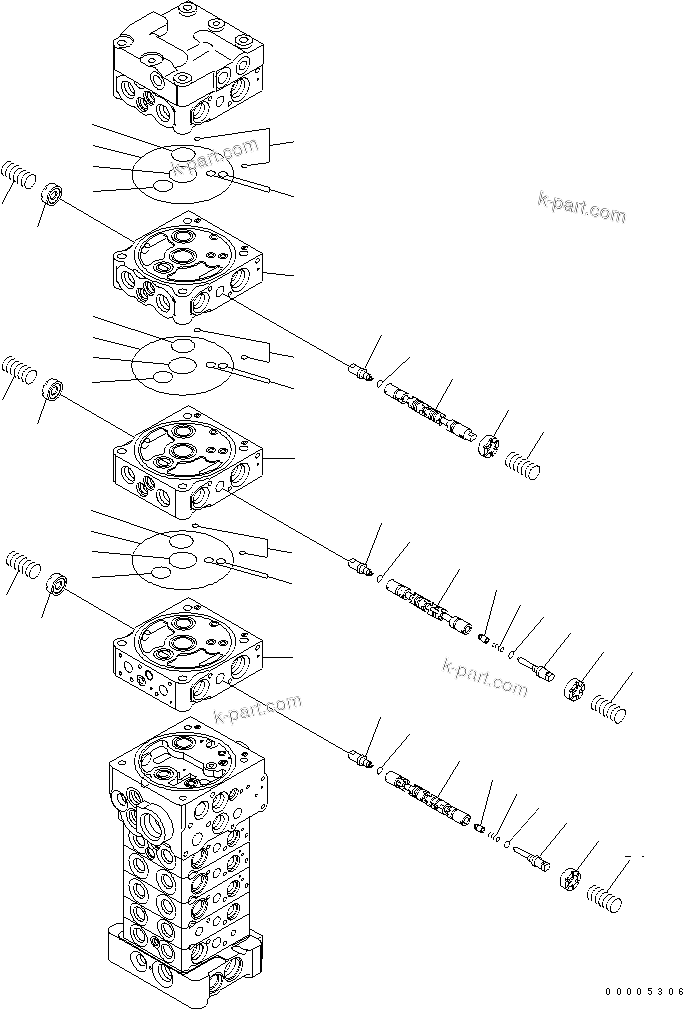 Komatsu parts book diagram for PC78MR-6 S/N 1001-UP (For North America): MAIN VALVE (9-VALVE) (2/25) (FOR BLADE)