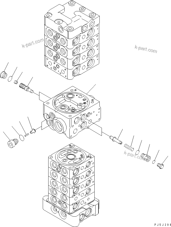 Komatsu parts book diagram for PC78MR-6 S/N 1001-UP (For North America): MAIN VALVE (9-VALVE) (7/25) (FOR BLADE) (WITH SERVICE VALVE)