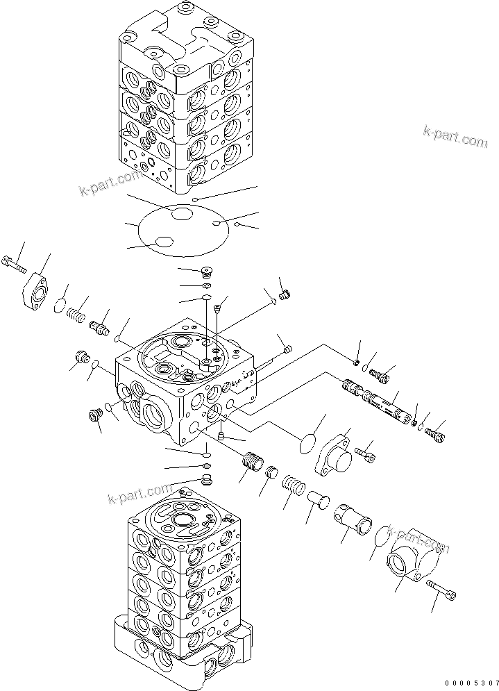Komatsu parts book diagram for PC78MR-6 S/N 1001-UP (For North America): MAIN VALVE (9-VALVE) (8/25) (FOR BLADE) (WITH SERVICE VALVE)