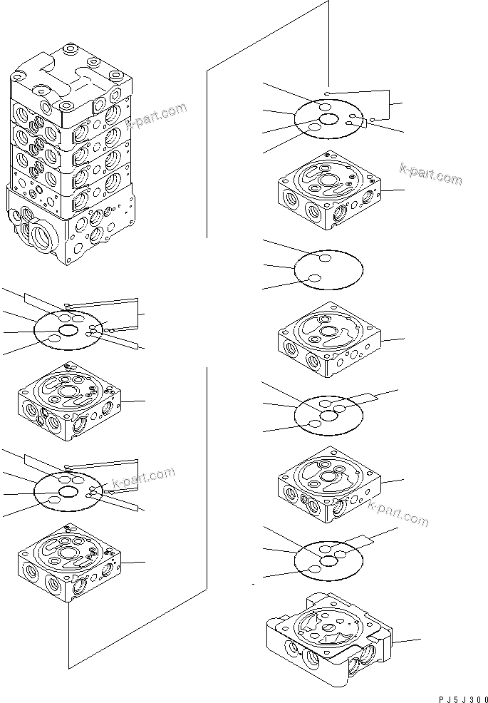 Komatsu parts book diagram for PC78MR-6 S/N 1001-UP (For North America): MAIN VALVE (9-VALVE) (9/25) (FOR BLADE)